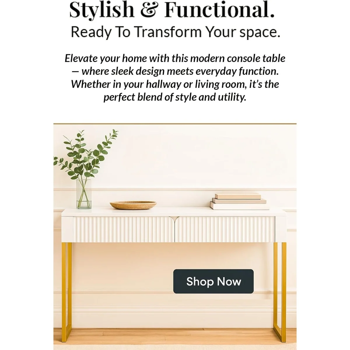 Writing Desk Vanity Console - White – image 7
