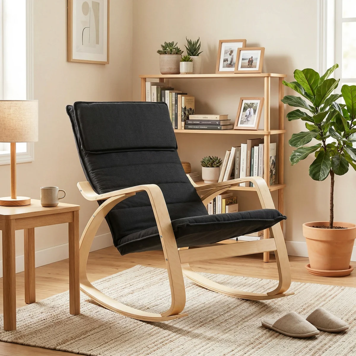 HOMCOM Comfortable Relax Rocking Chair with High Back - Black – image 3