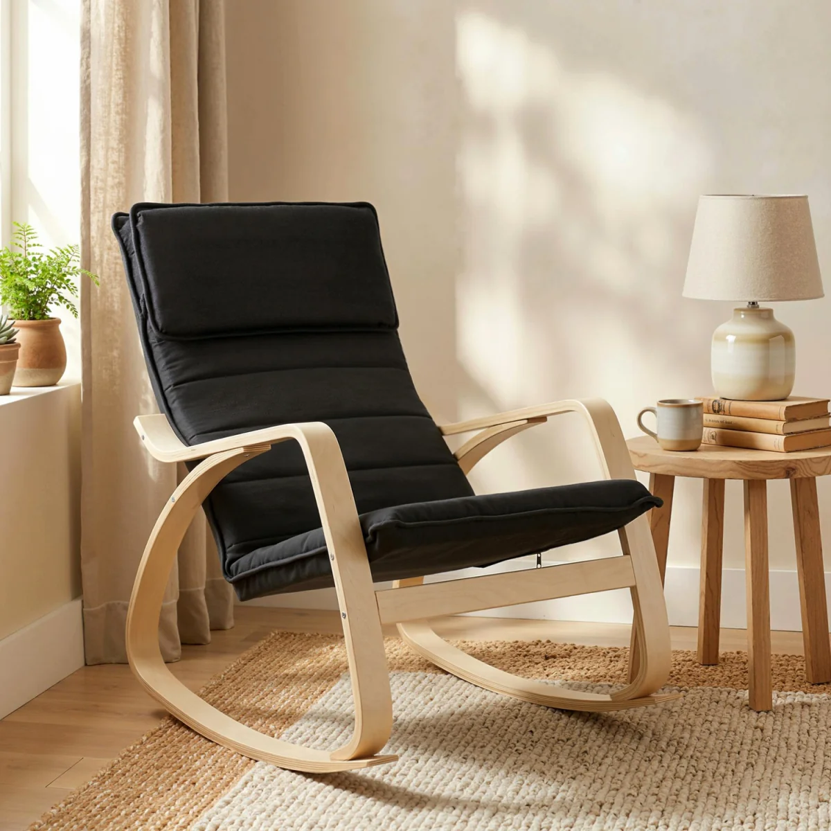HOMCOM Comfortable Relax Rocking Chair with High Back - Black – image 9