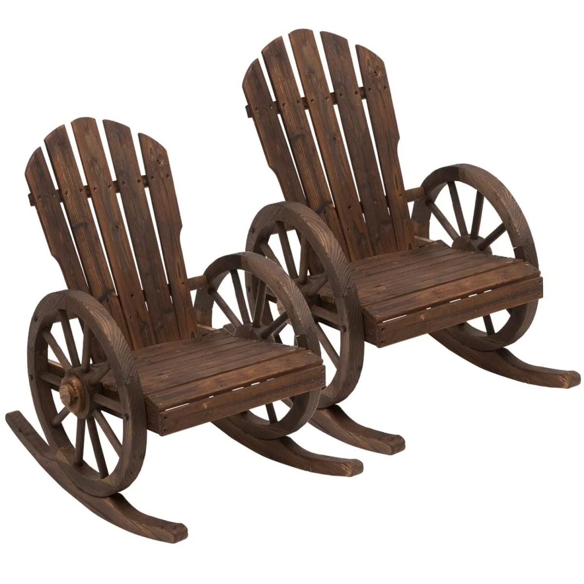 Bamo Set of 2 Dark Wood Adirondack Rocking Chairs. – image 3