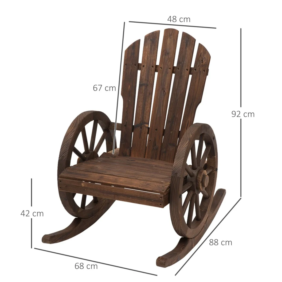 Bamo Set of 2 Dark Wood Adirondack Rocking Chairs. – image 5