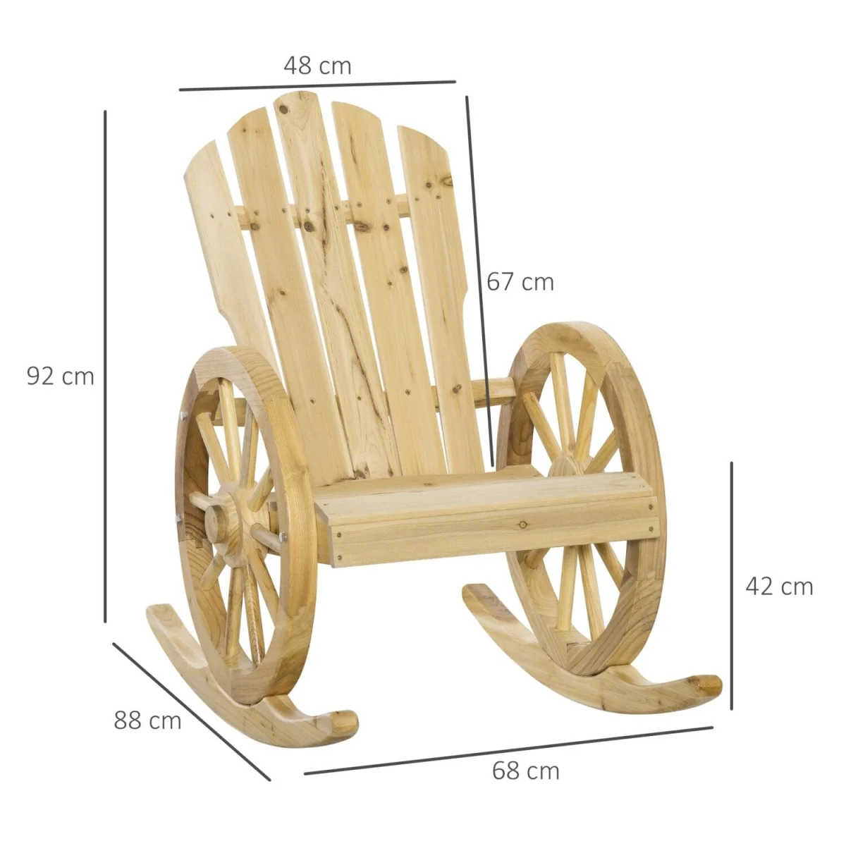 Bamo Set of 2 Natural Fir Wood Rocking Adirondack Chairs with Reclining Back – image 5