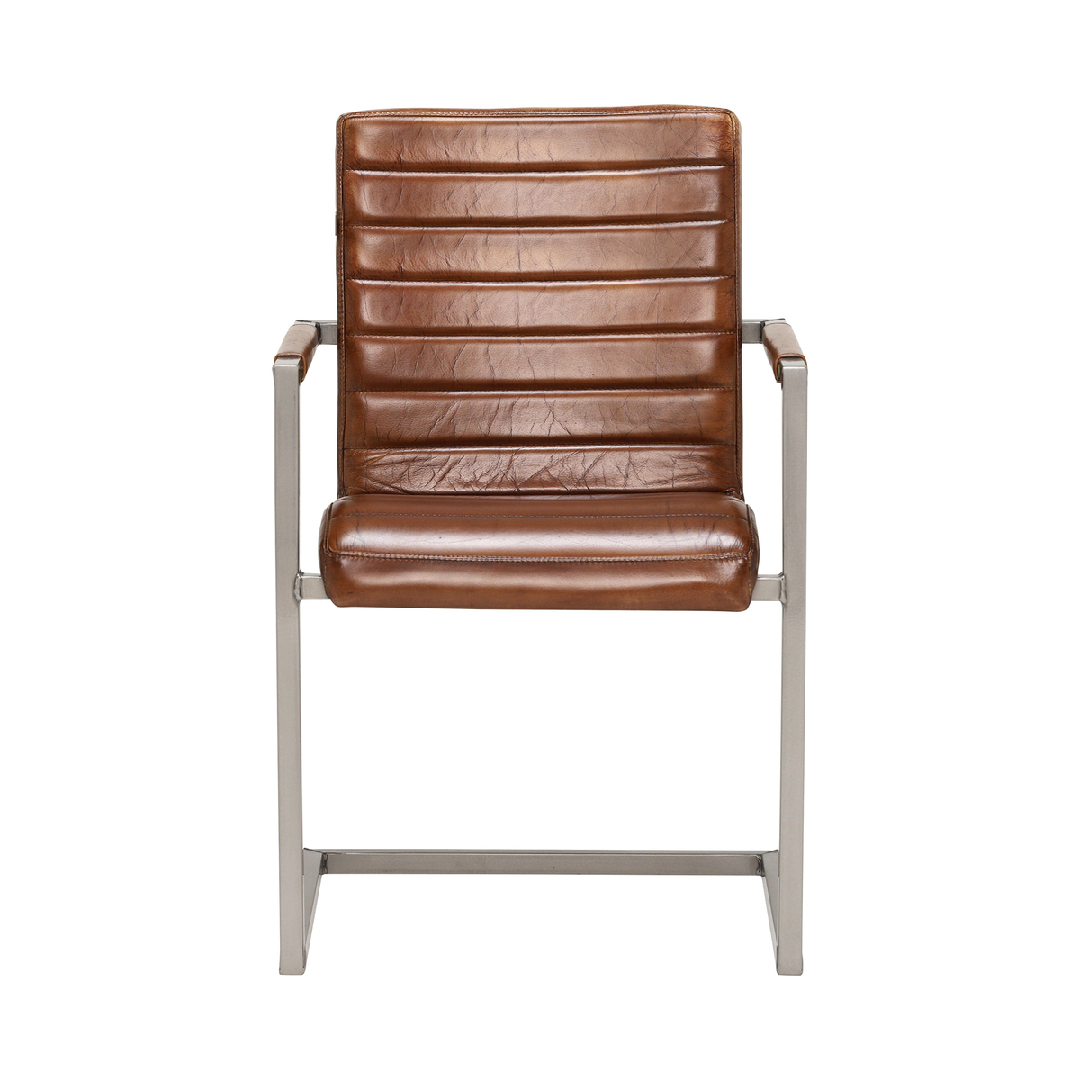 Titus Chair, Vintage Leather Dining Chair, Light Brown – image 3