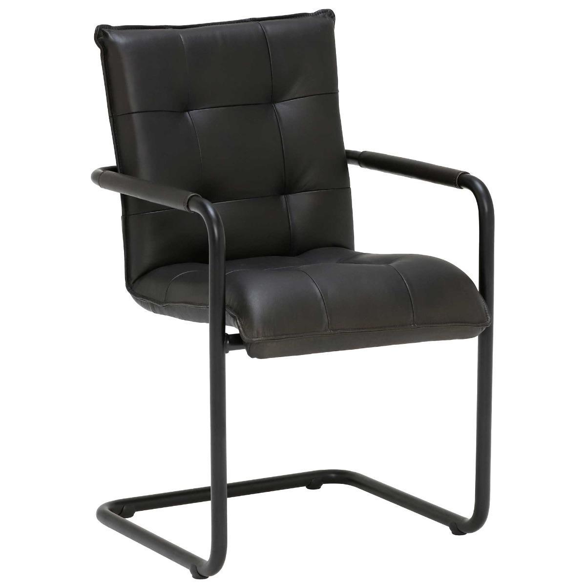 Julius Leather Dining Chair - Black - Leather - Quilted - W55 x D63 x H87cm - Barker & Stonehouse – image 2