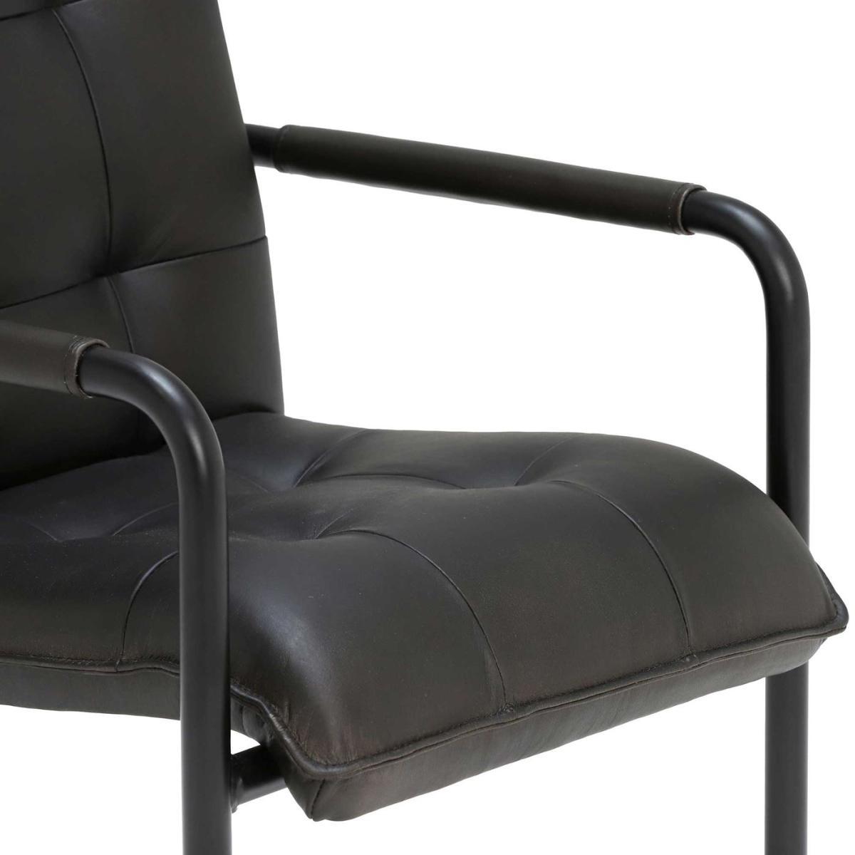 Julius Leather Dining Chair - Black - Leather - Quilted - W55 x D63 x H87cm - Barker & Stonehouse – image 4