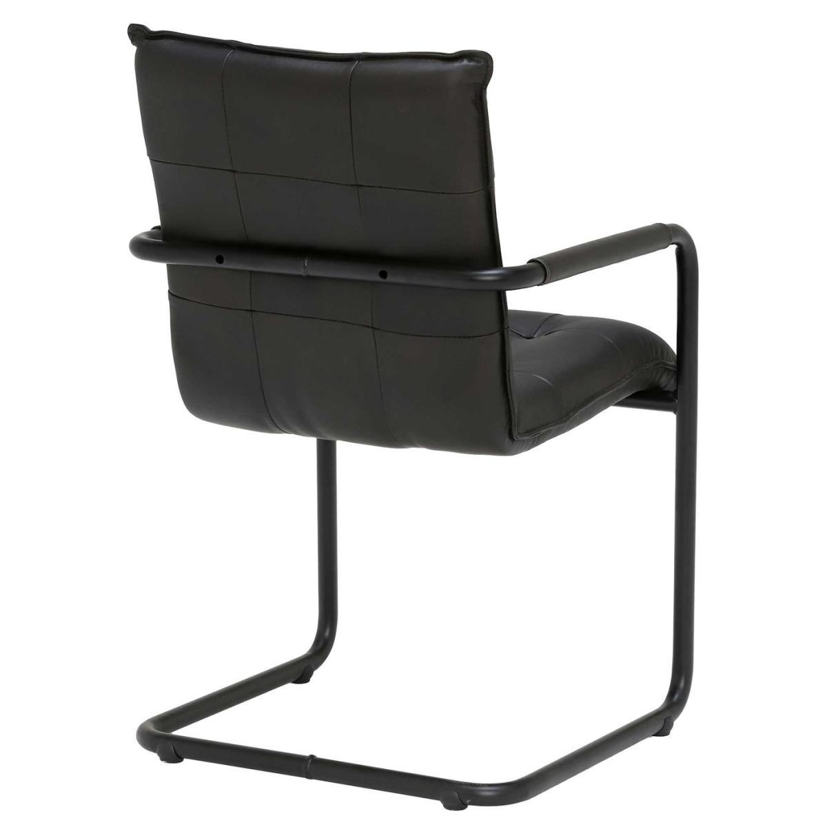 Julius Leather Dining Chair - Black - Leather - Quilted - W55 x D63 x H87cm - Barker & Stonehouse – image 5