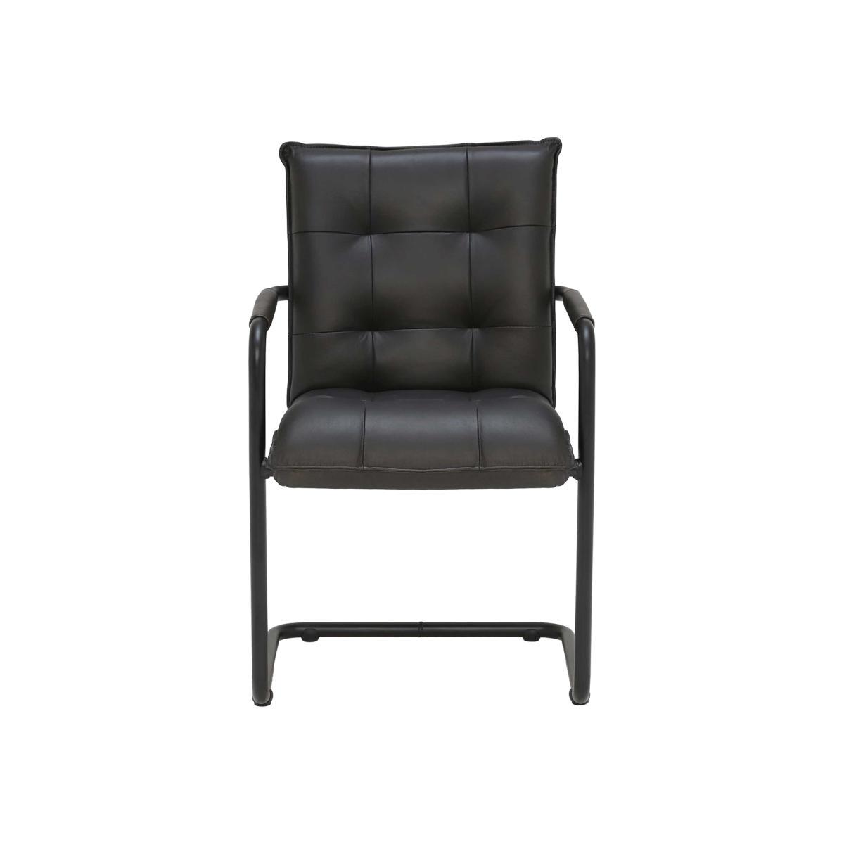 Julius Leather Dining Chair - Black - Leather - Quilted - W55 x D63 x H87cm - Barker & Stonehouse – image 1