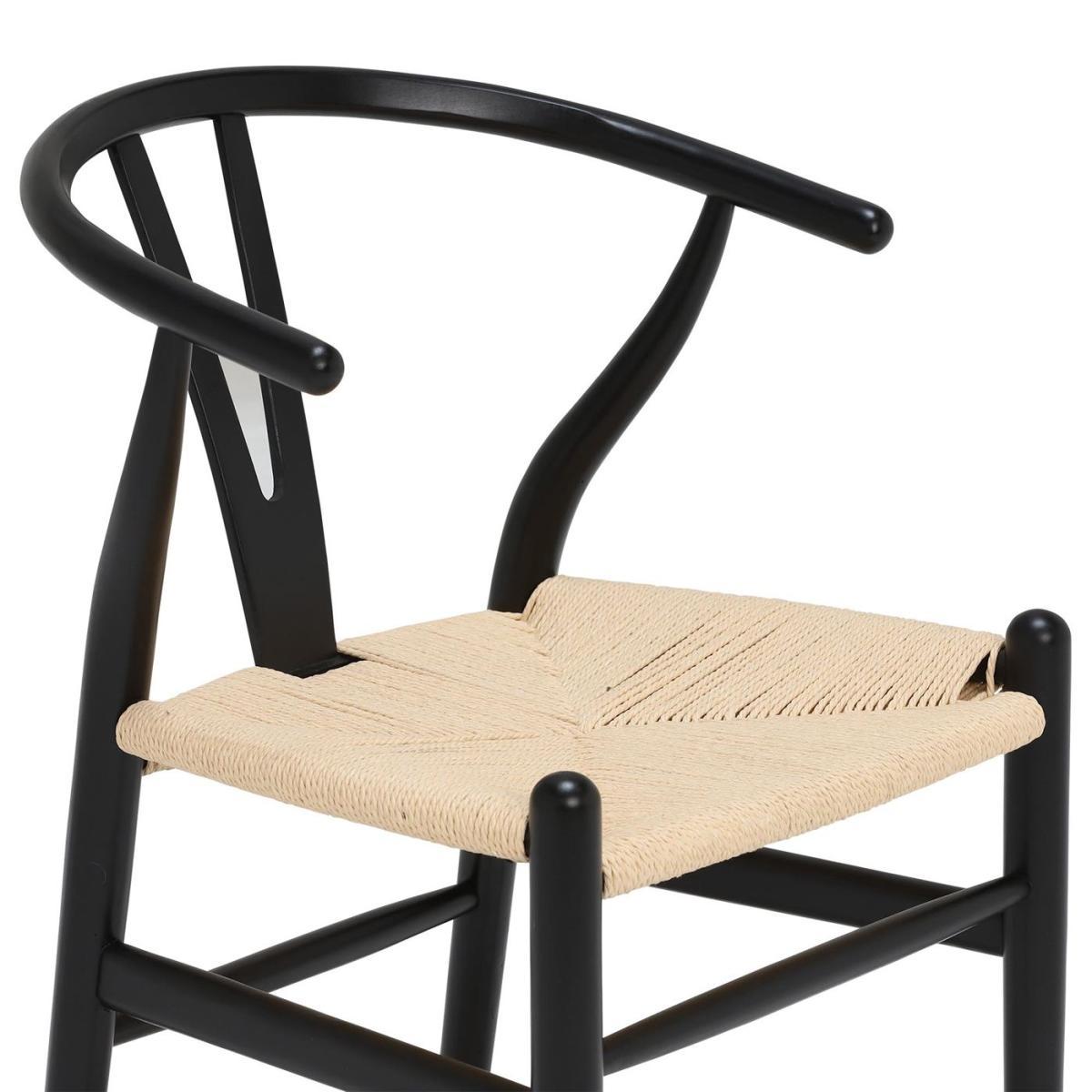 Hague 200cm Dining Table with 4 Hans Wishbone Dining Chairs, Black – image 9