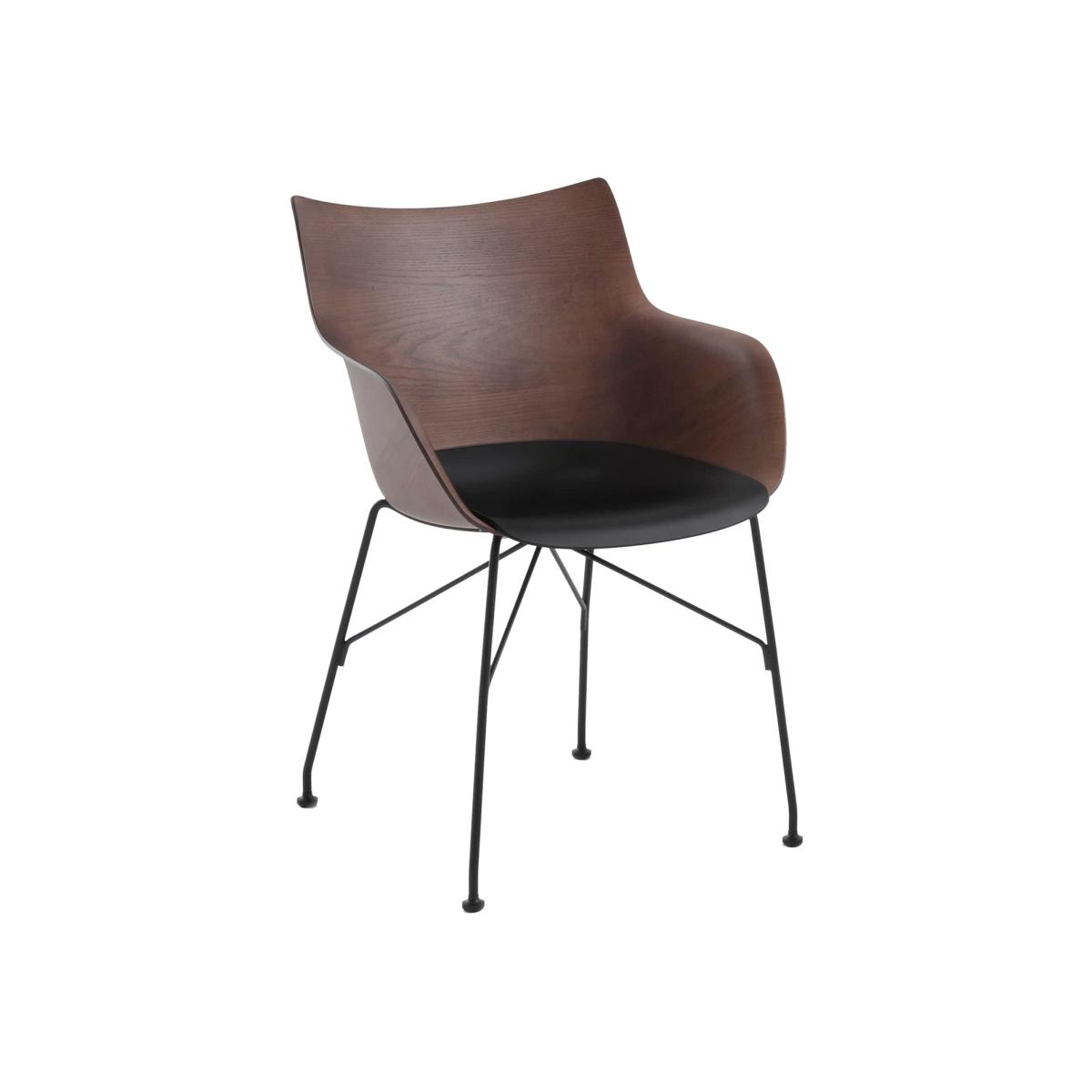Kartell Smartwood Dining Chair with Arms, Brown | Barker & Stonehouse