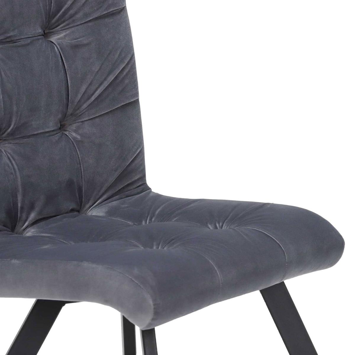 Arlo Buttoned Velvet Dining Chair, Grey | Barker & Stonehouse – image 5