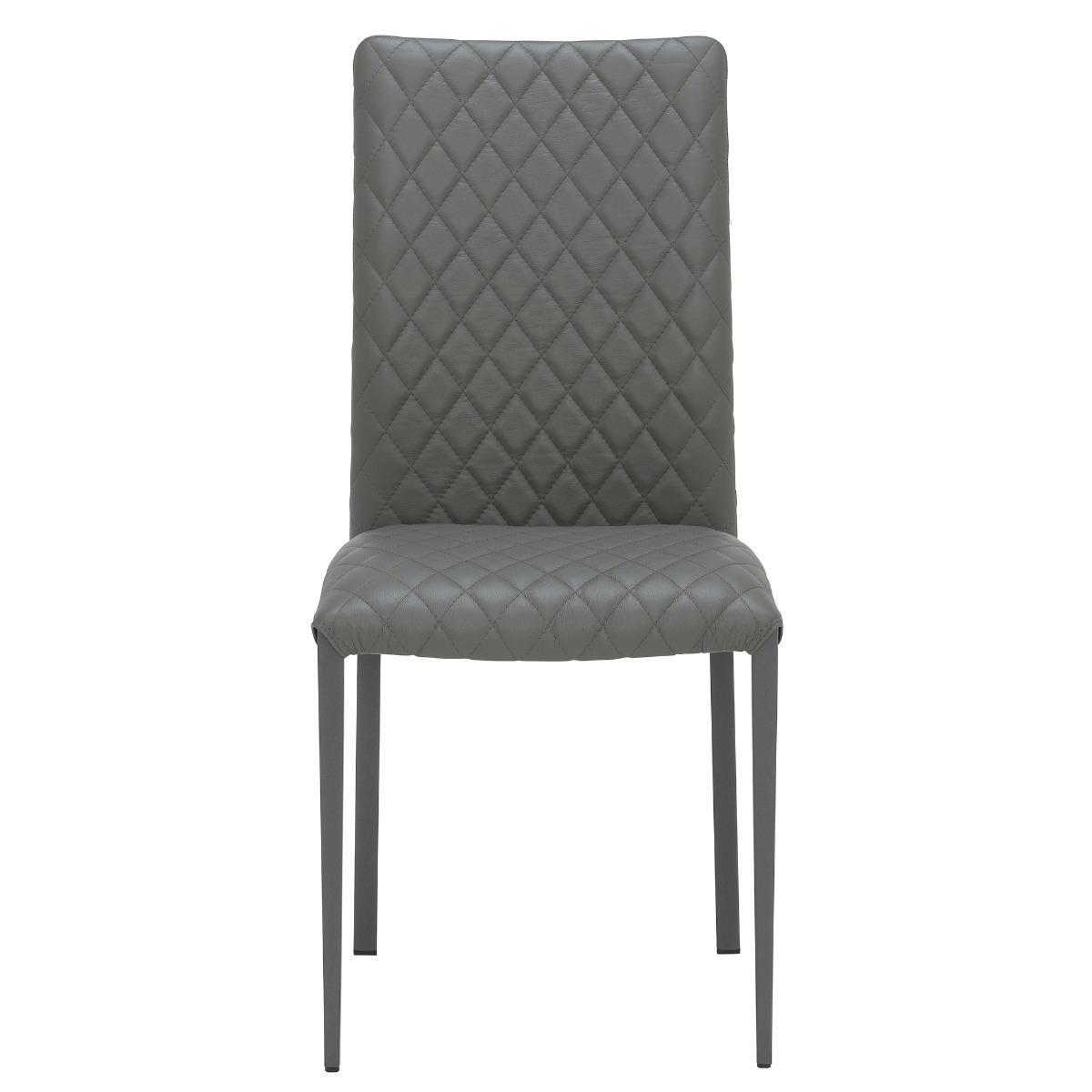 Quilted Leather and Steal Dinning Chair - Grey - W45 x D48 x H98cm - Barker &amp; Stonehouse – image 2