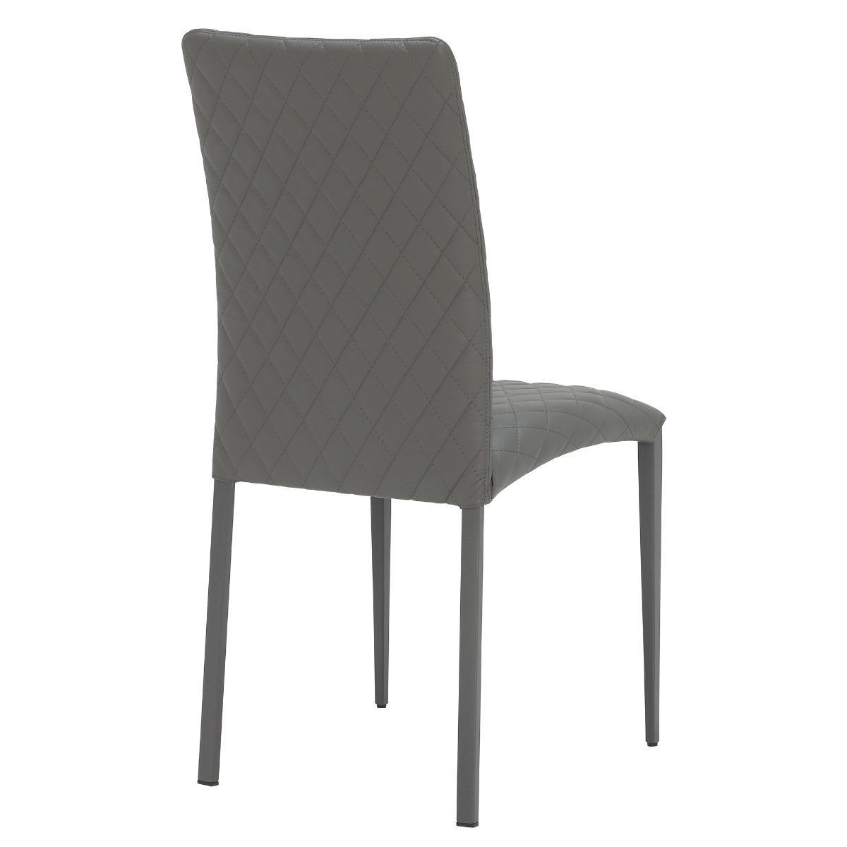 Quilted Leather and Steal Dinning Chair - Grey - W45 x D48 x H98cm - Barker &amp; Stonehouse – image 3
