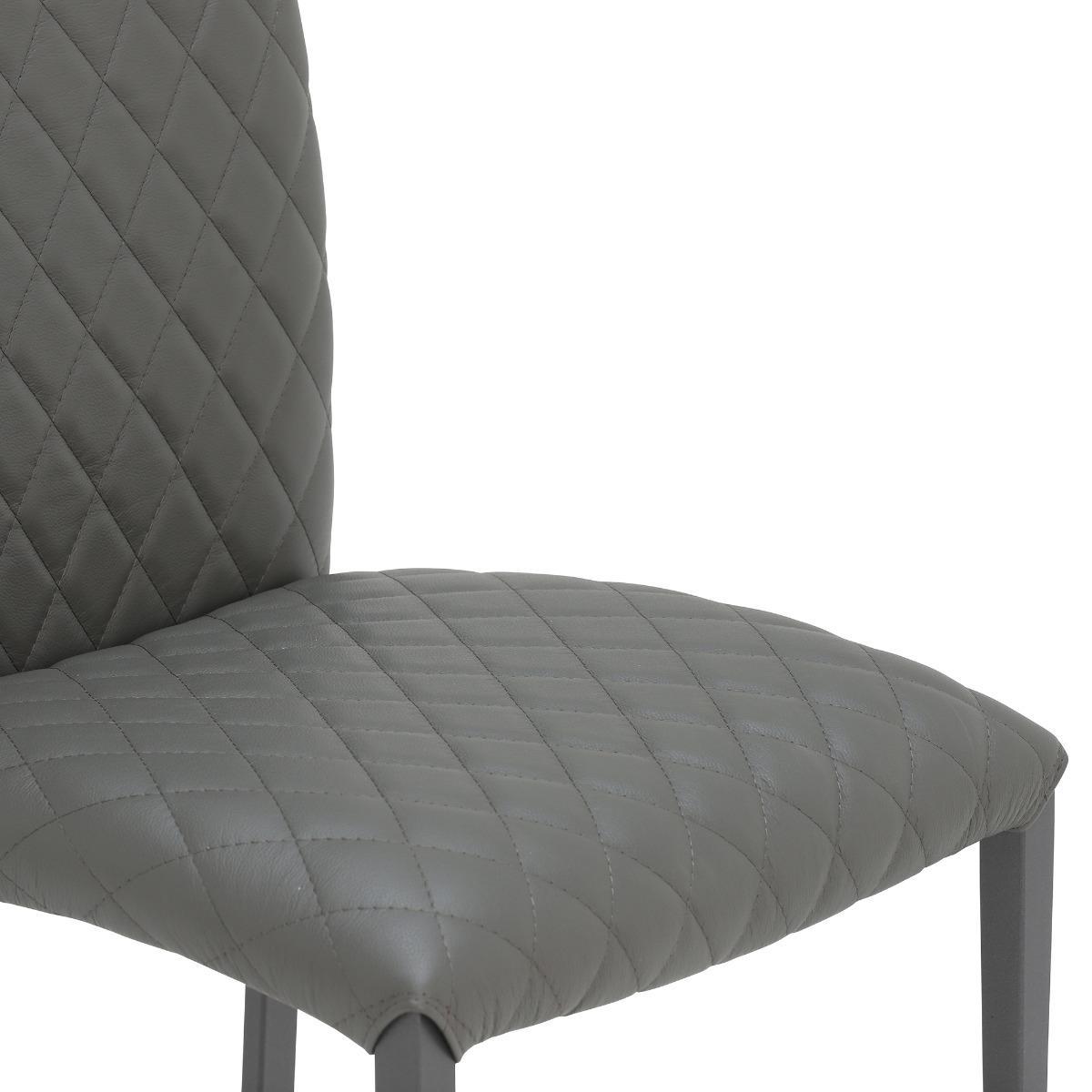 Quilted Leather and Steal Dinning Chair - Grey - W45 x D48 x H98cm - Barker &amp; Stonehouse – image 4
