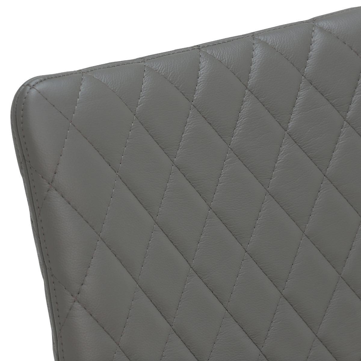 Quilted Leather and Steal Dinning Chair - Grey - W45 x D48 x H98cm - Barker &amp; Stonehouse – image 5