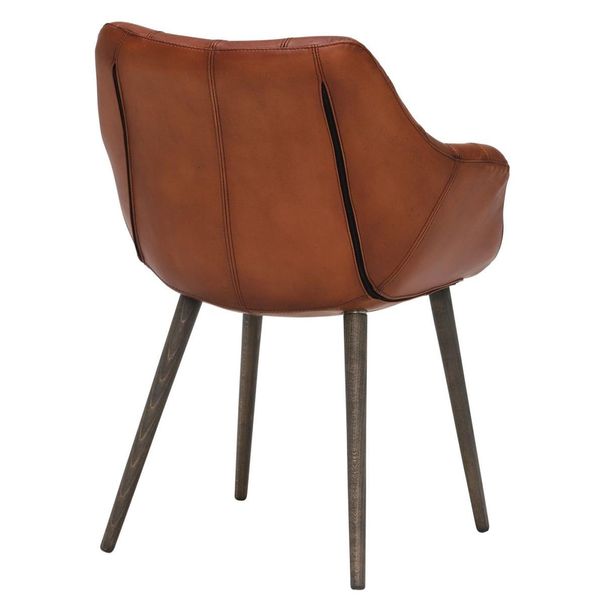 Leather Dining Chair - Brown - Leather - Quilted - W60 x D62 x H84cm - Barker & Stonehouse – image 3