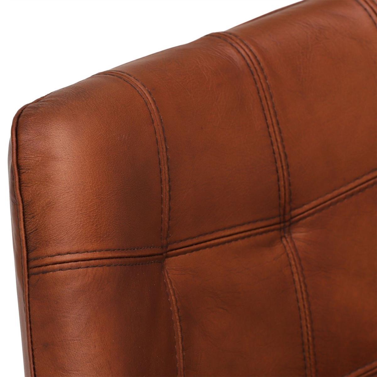 Leather Dining Chair - Brown - Leather - Quilted - W60 x D62 x H84cm - Barker & Stonehouse – image 4