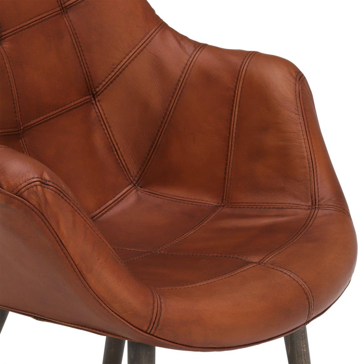Leather Dining Chair - Brown - Leather - Quilted - W60 x D62 x H84cm - Barker & Stonehouse – image 5