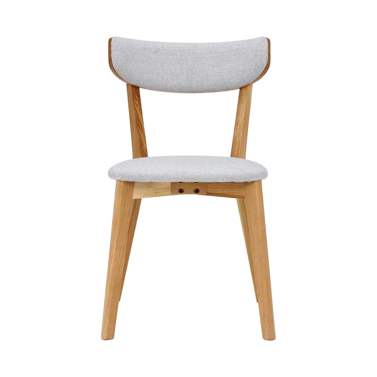 Lund Solid Wood Dining Chair with Fabric Seat, Light Grey and Oak – image 3