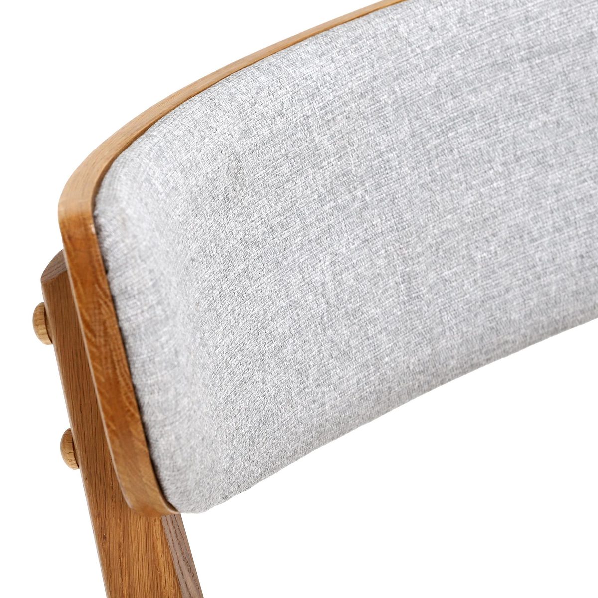 Lund Solid Wood Dining Chair with Fabric Seat, Light Grey and Oak – image 4