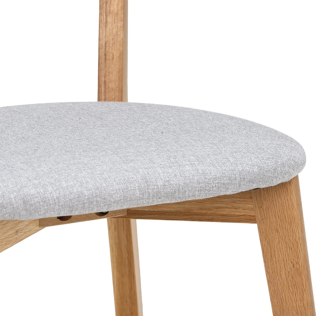 Lund Solid Wood Dining Chair with Fabric Seat, Light Grey and Oak – image 5