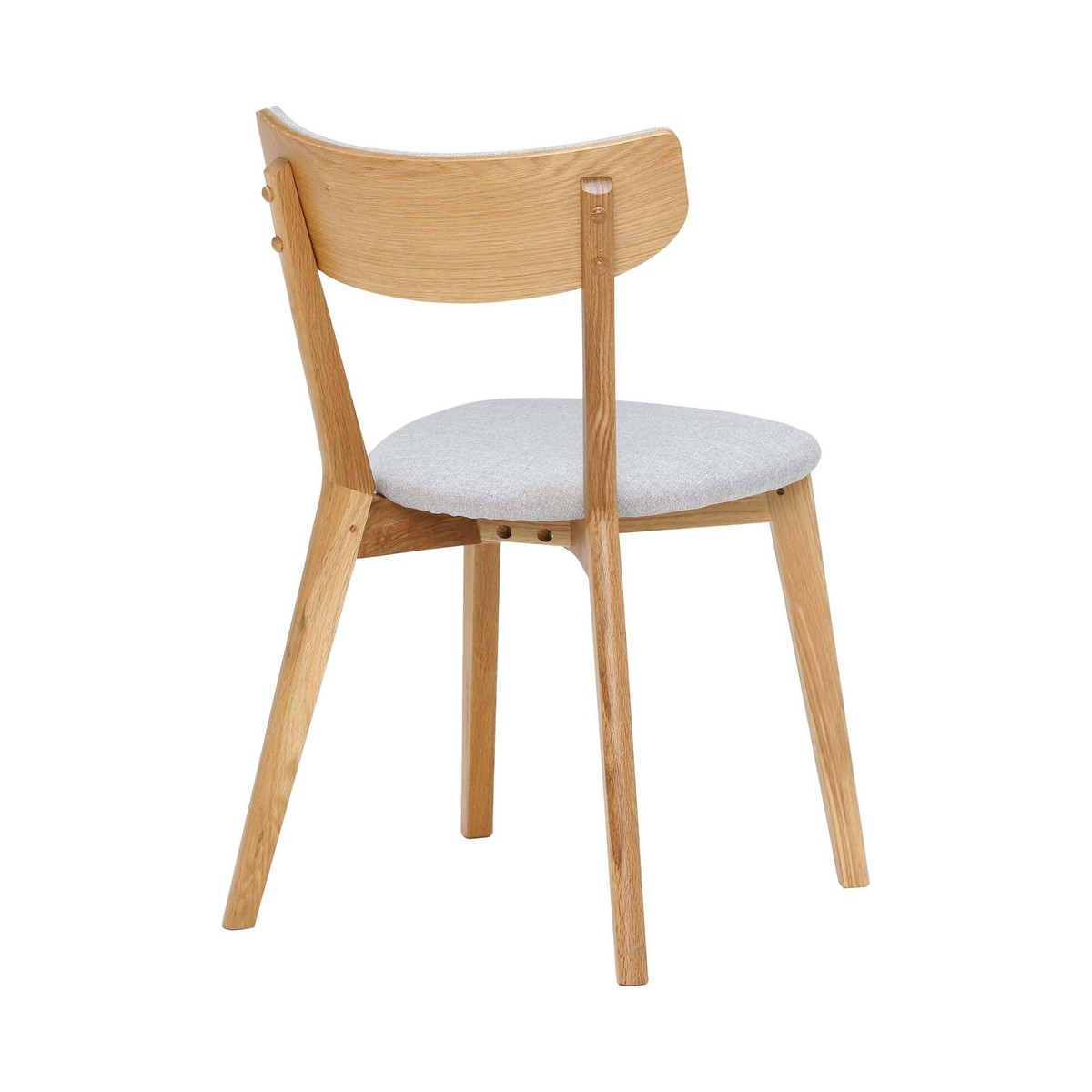 Lund Solid Wood Dining Chair with Fabric Seat, Light Grey and Oak – image 2