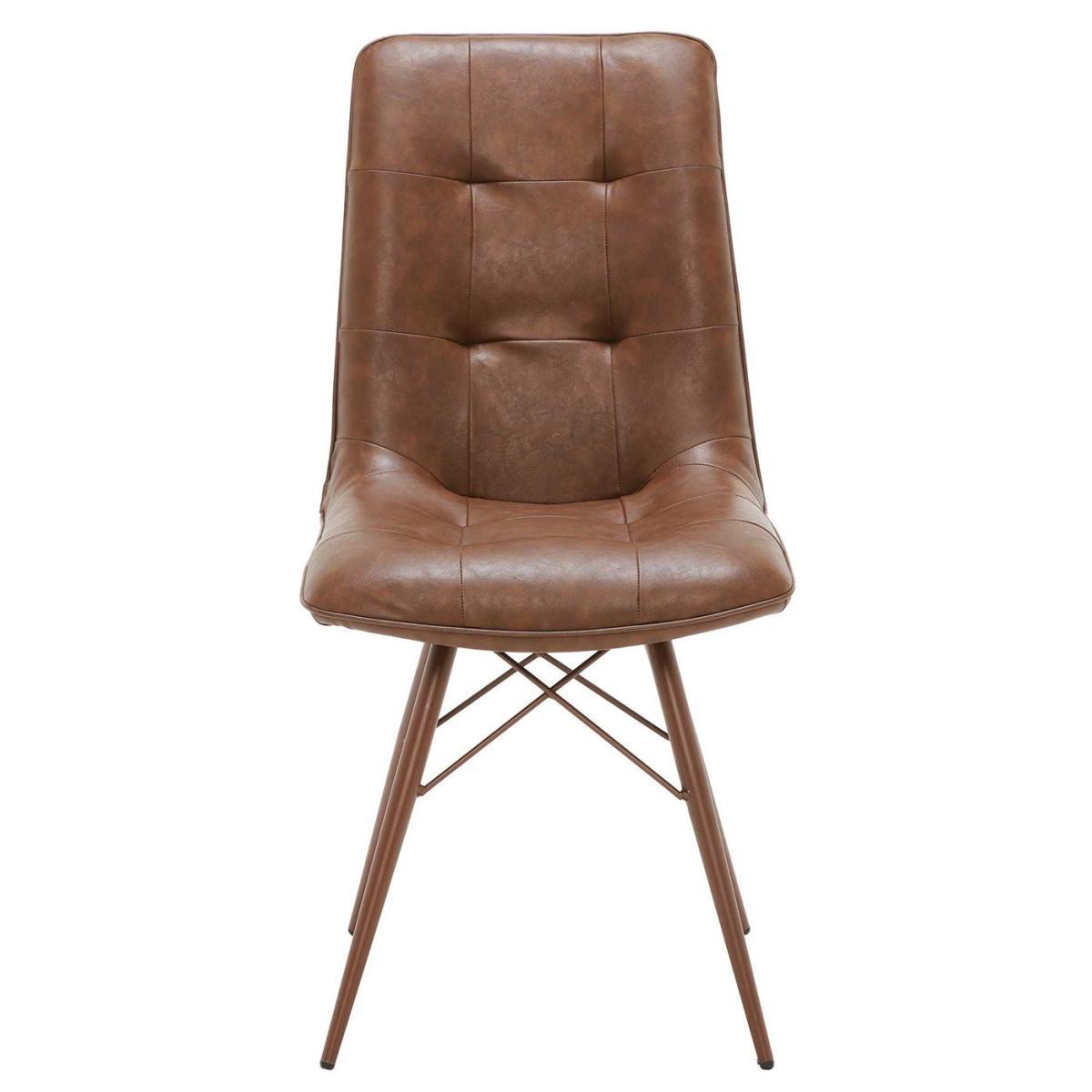 Pair of Hix Upholstered Dining Chairs - Brown - Leather - Buttoned - W45 x D62.5 x H94cm - Barker & Stonehouse – image 2