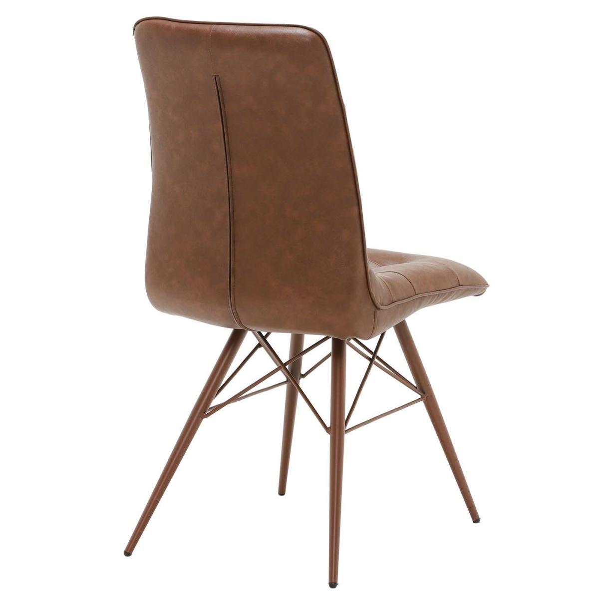 Pair of Hix Upholstered Dining Chairs - Brown - Leather - Buttoned - W45 x D62.5 x H94cm - Barker & Stonehouse – image 3