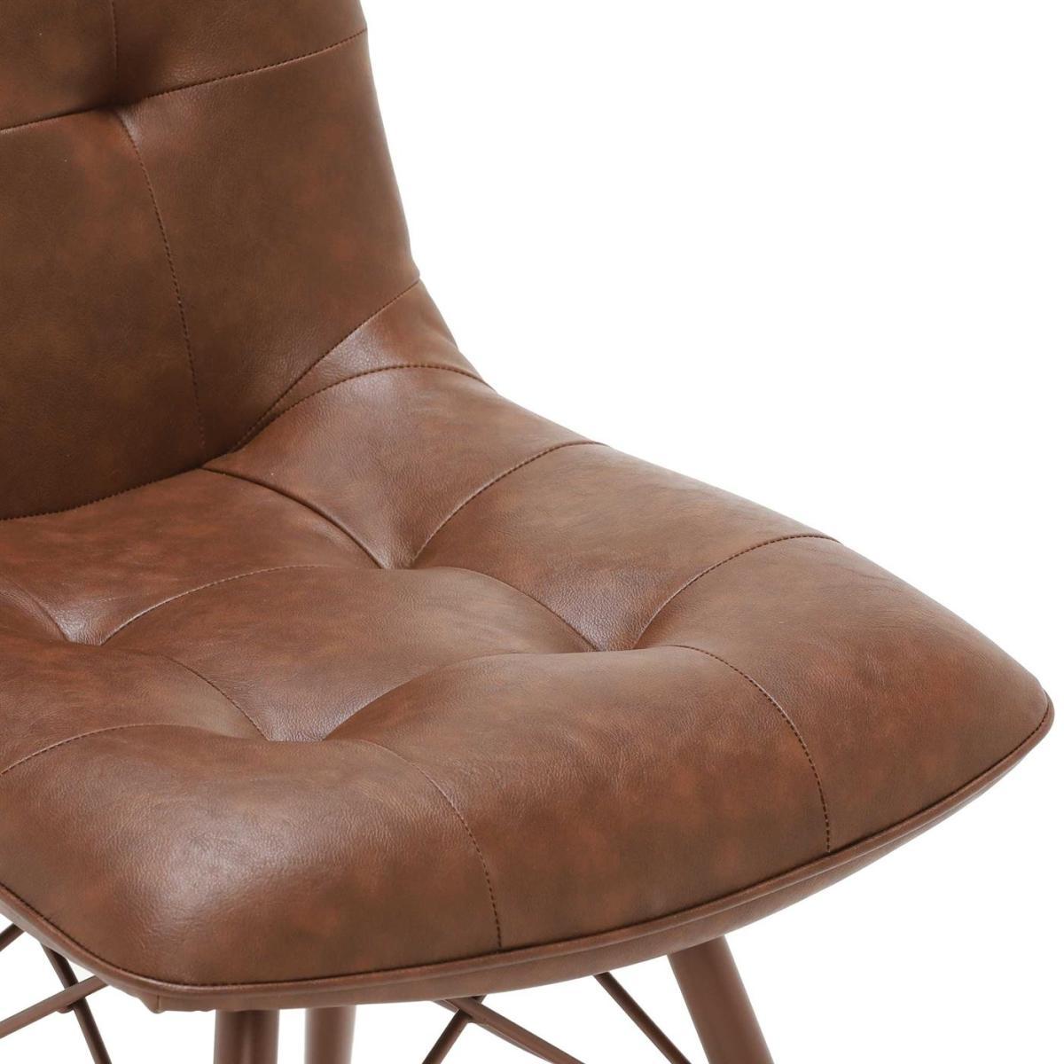Pair of Hix Upholstered Dining Chairs - Brown - Leather - Buttoned - W45 x D62.5 x H94cm - Barker & Stonehouse – image 5