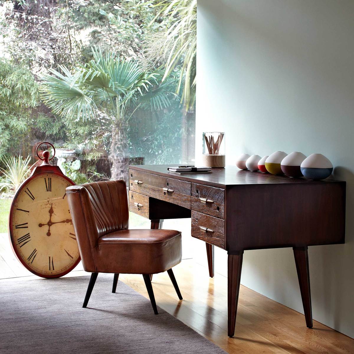 Etta Low Back Vintage Leather Dining Chair, Brown – image 2