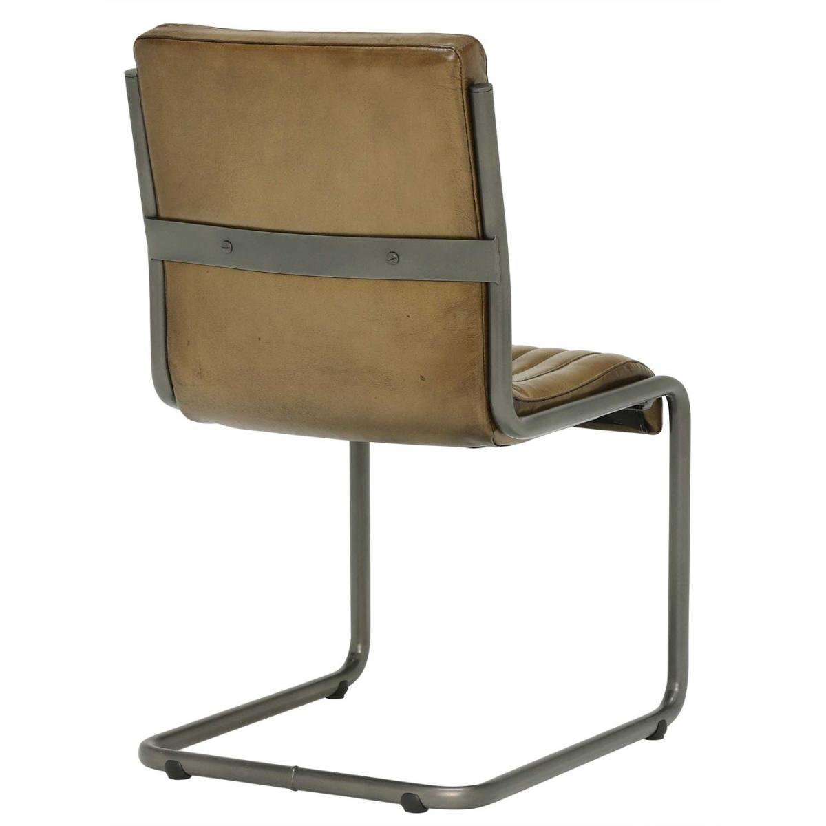 Jensen Buffalo Leather Dining Chair - Brown - Leather - Striped - W55 x D61 x H85cm - Barker &amp; Stonehouse – image 4