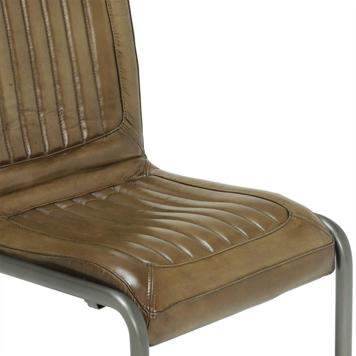 Jensen Buffalo Leather Dining Chair - Brown - Leather - Striped - W55 x D61 x H85cm - Barker &amp; Stonehouse – image 5