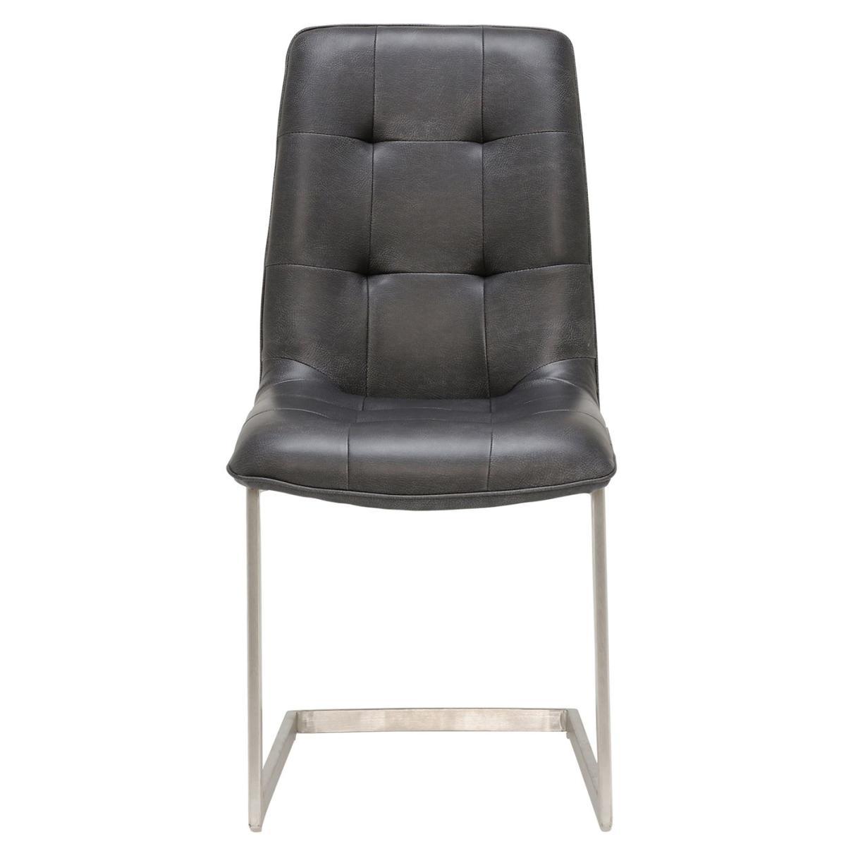 Ericka Buttoned Upholstered Dining Chair - Grey - Leather - W45.5 x D60.5 x H93.5cm - Barker &amp; Stonehouse – image 2