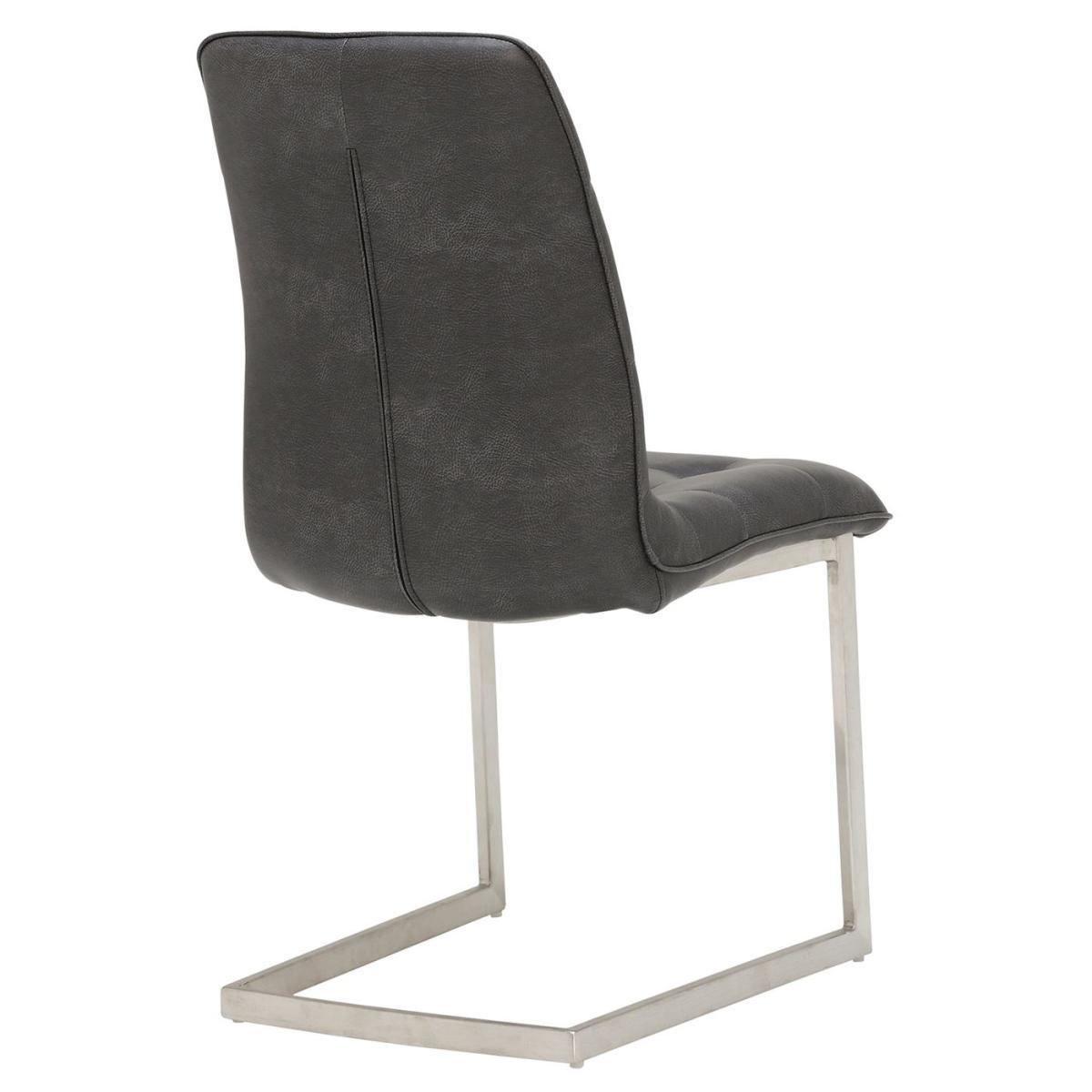 Ericka Buttoned Upholstered Dining Chair - Grey - Leather - W45.5 x D60.5 x H93.5cm - Barker &amp; Stonehouse – image 3