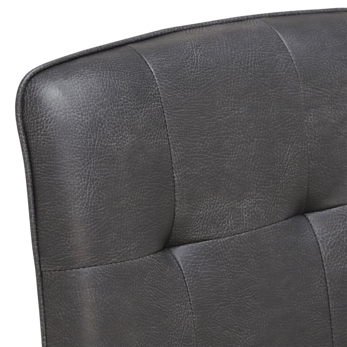 Ericka Buttoned Upholstered Dining Chair - Grey - Leather - W45.5 x D60.5 x H93.5cm - Barker &amp; Stonehouse – image 4