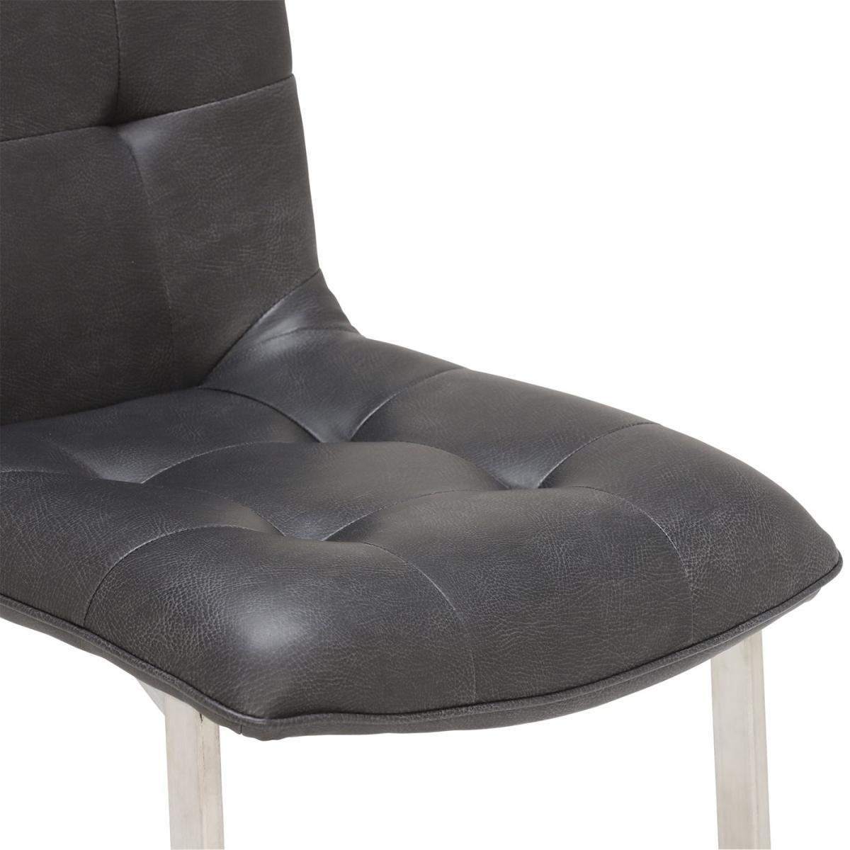 Ericka Buttoned Upholstered Dining Chair - Grey - Leather - W45.5 x D60.5 x H93.5cm - Barker &amp; Stonehouse – image 5