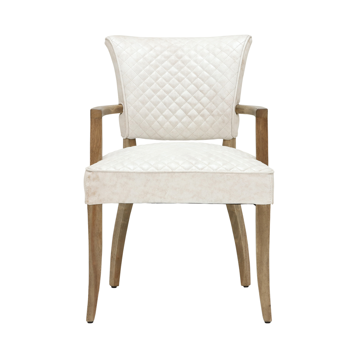Timothy Oulton Mimi Quilted Leather Dining Chair with Arms, Vintage Bianco – image 3