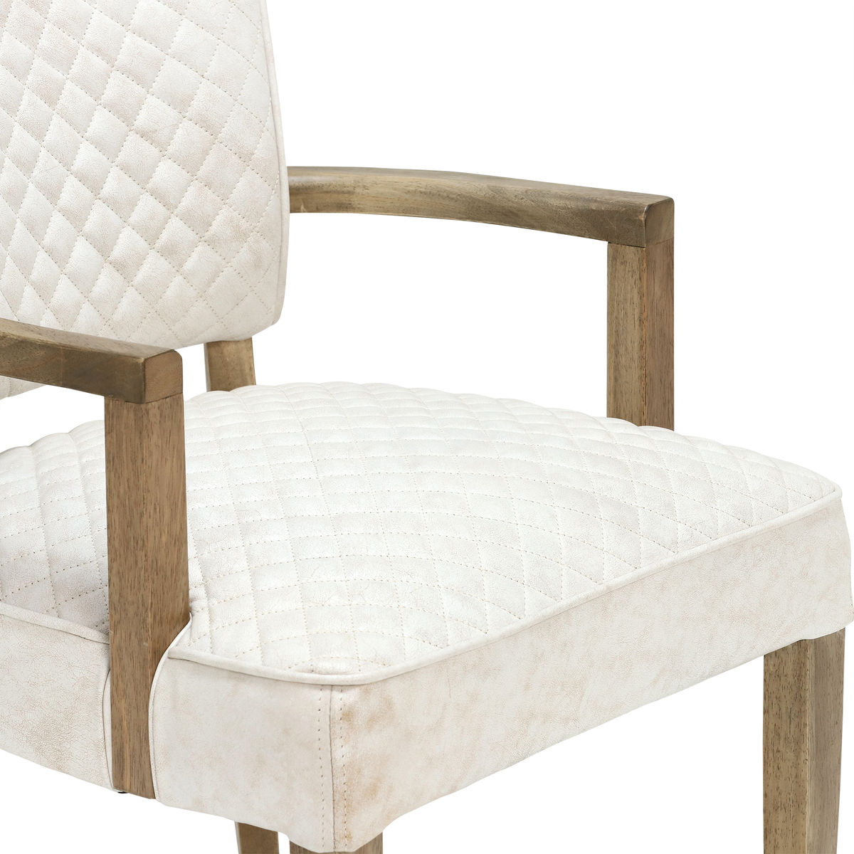 Timothy Oulton Mimi Quilted Leather Dining Chair with Arms, Vintage Bianco – image 5
