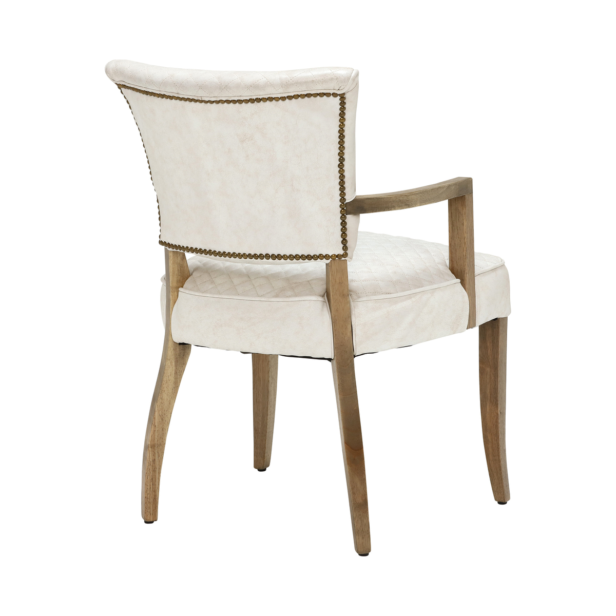Timothy Oulton Mimi Quilted Leather Dining Chair with Arms, Vintage Bianco – image 2
