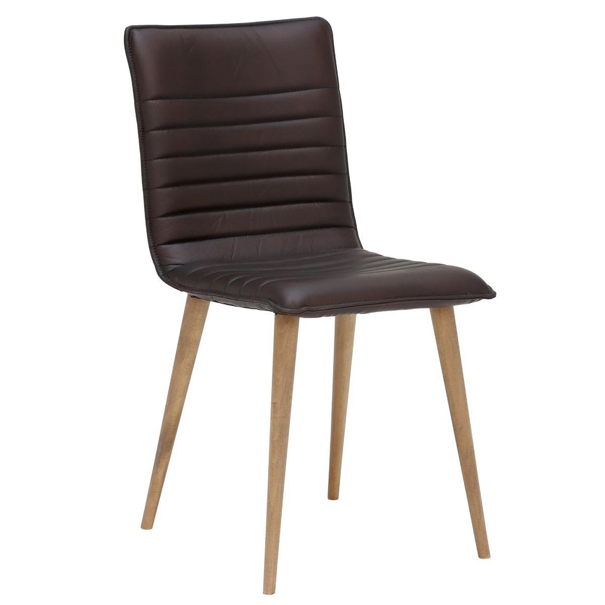 Bram Striped Dining Chair - Brown - Leather - W41 x D56 x H85cm - Barker &amp; Stonehouse – image 2
