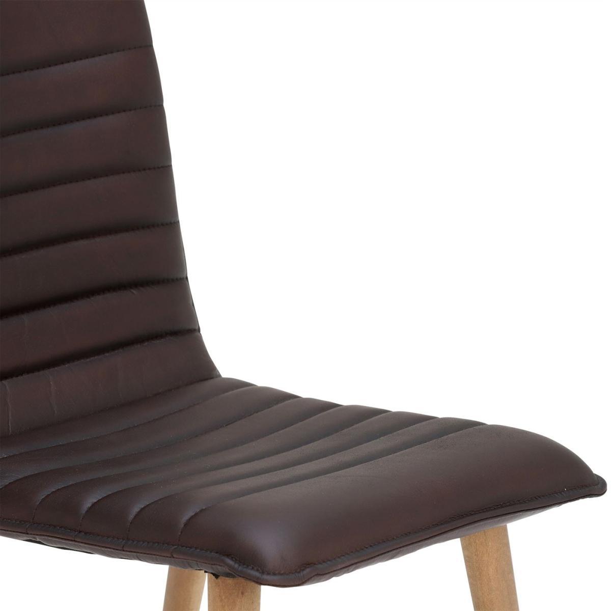 Bram Striped Dining Chair - Brown - Leather - W41 x D56 x H85cm - Barker &amp; Stonehouse – image 4