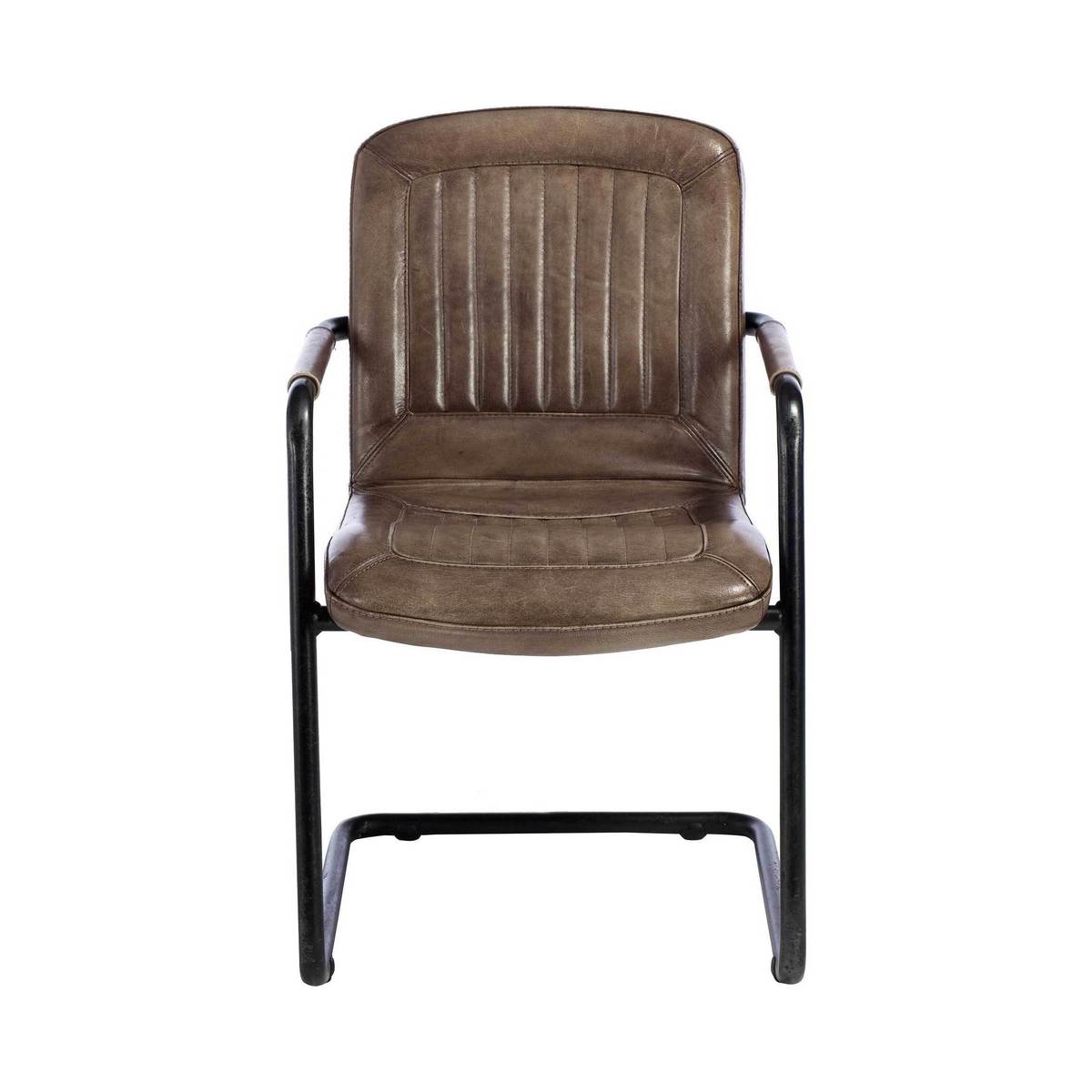 Irving Leather Dining Chair with Arms, Brown – image 2