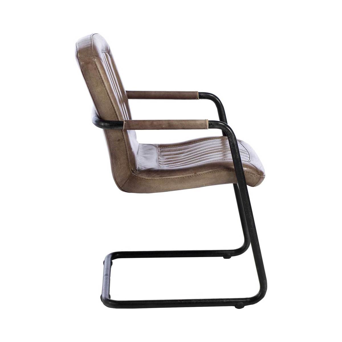 Irving Leather Dining Chair with Arms, Brown – image 3