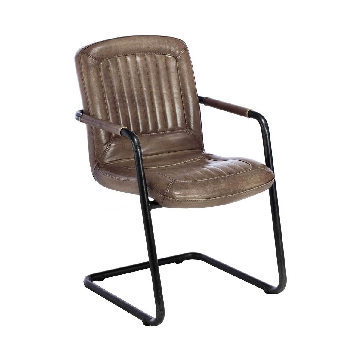 Irving Leather Dining Chair with Arms, Brown – image 1