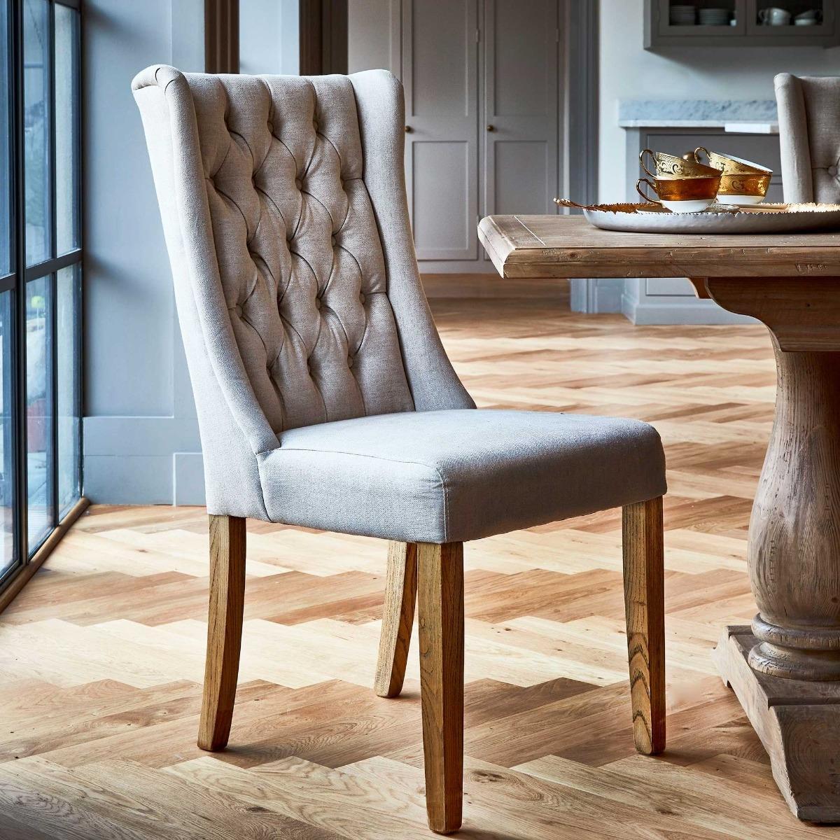 Kipling Fabric Dining Chair, Cream and Oak – image 2