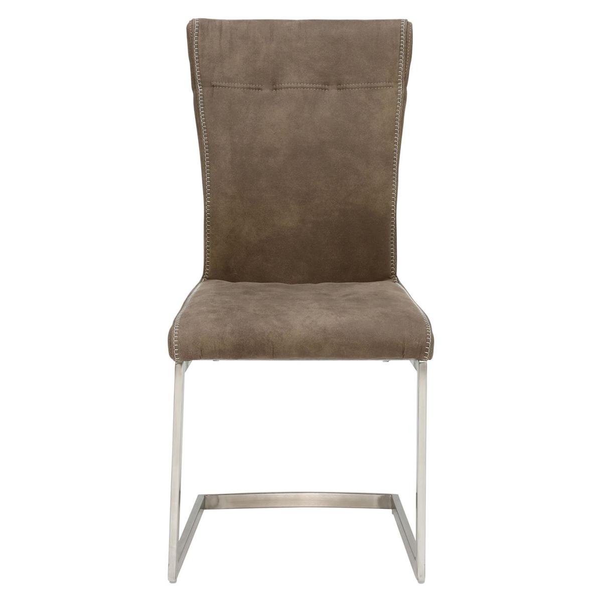 Allegra Fabric & Brushed Steel Dining Chair, Brown | Barker & Stonehouse – image 2