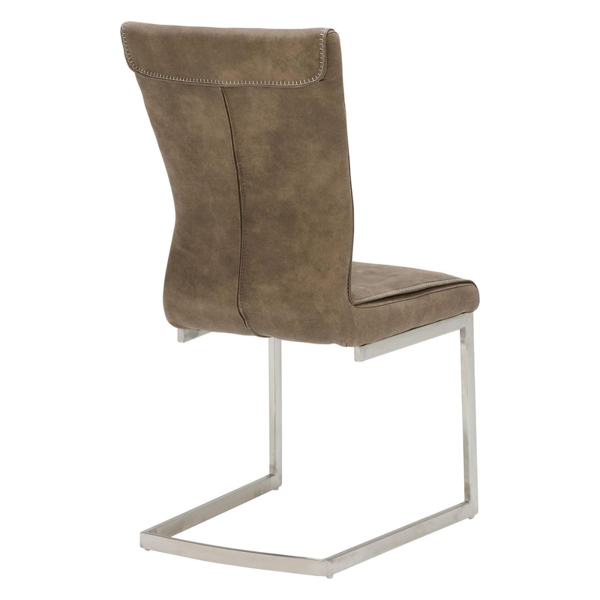 Allegra Fabric & Brushed Steel Dining Chair, Brown | Barker & Stonehouse – image 3