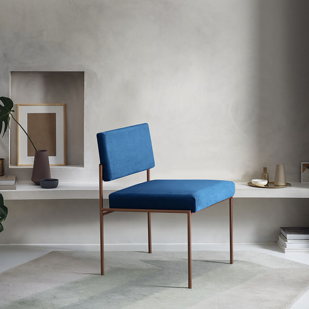 Royal Blue Cube Chair Copper – image 4