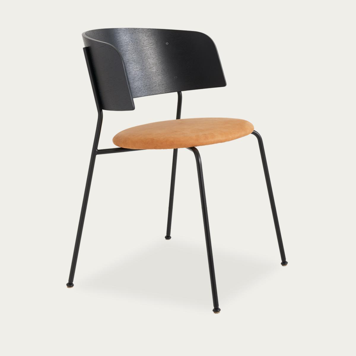 Black Brown Leather Wagner Armrest Chair