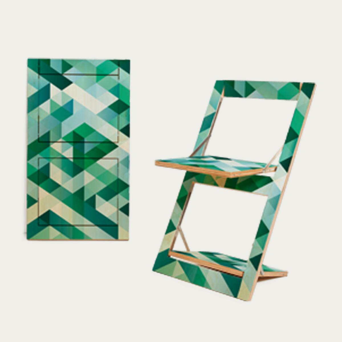 Cross Green on Birch Fäpps Folding Chair