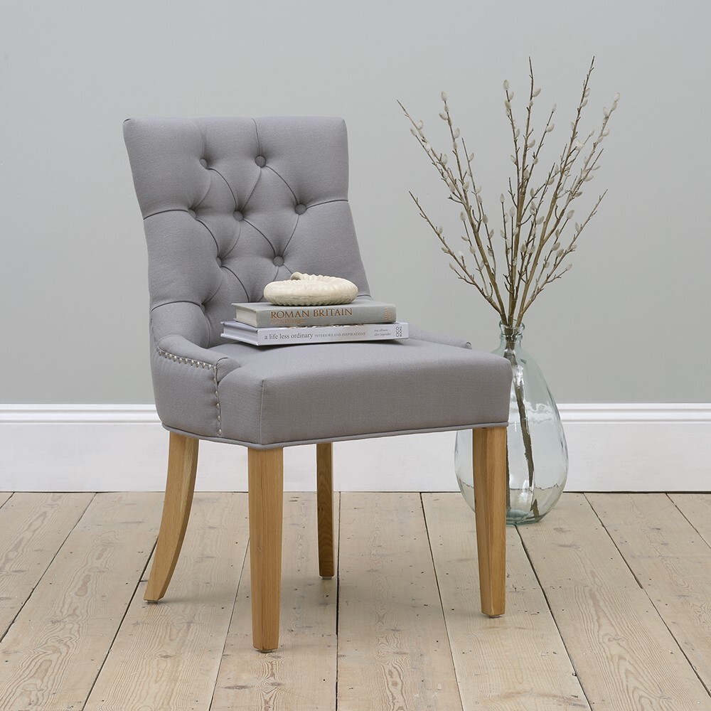 Primrose Upholstered Button Back Chair - Grey – image 5